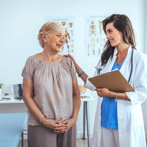 Portrait,Of,Female,Doctor,Explaining,Diagnosis,To,Her,Patient.,Female